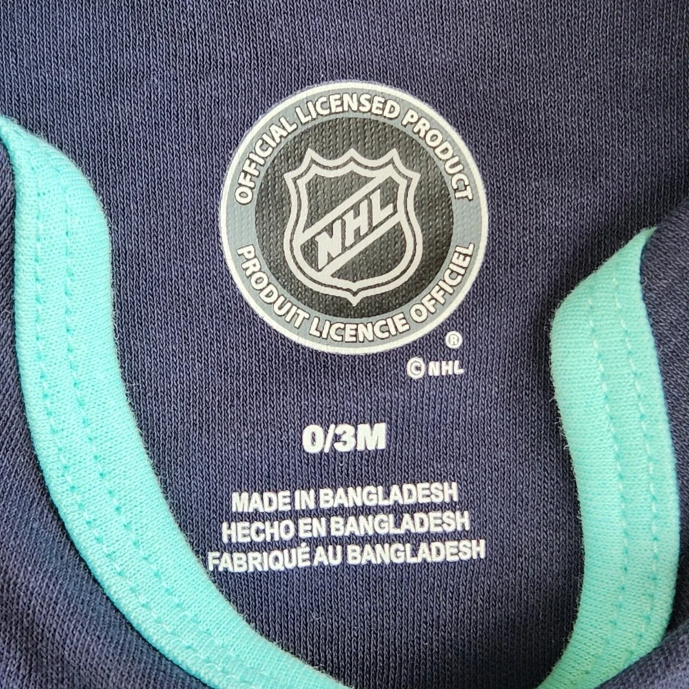 NHL‎ Seattle Kraken Baby Bodysuit 3-Pack Infant Creeper Set 0-3M NEW w/Tags
